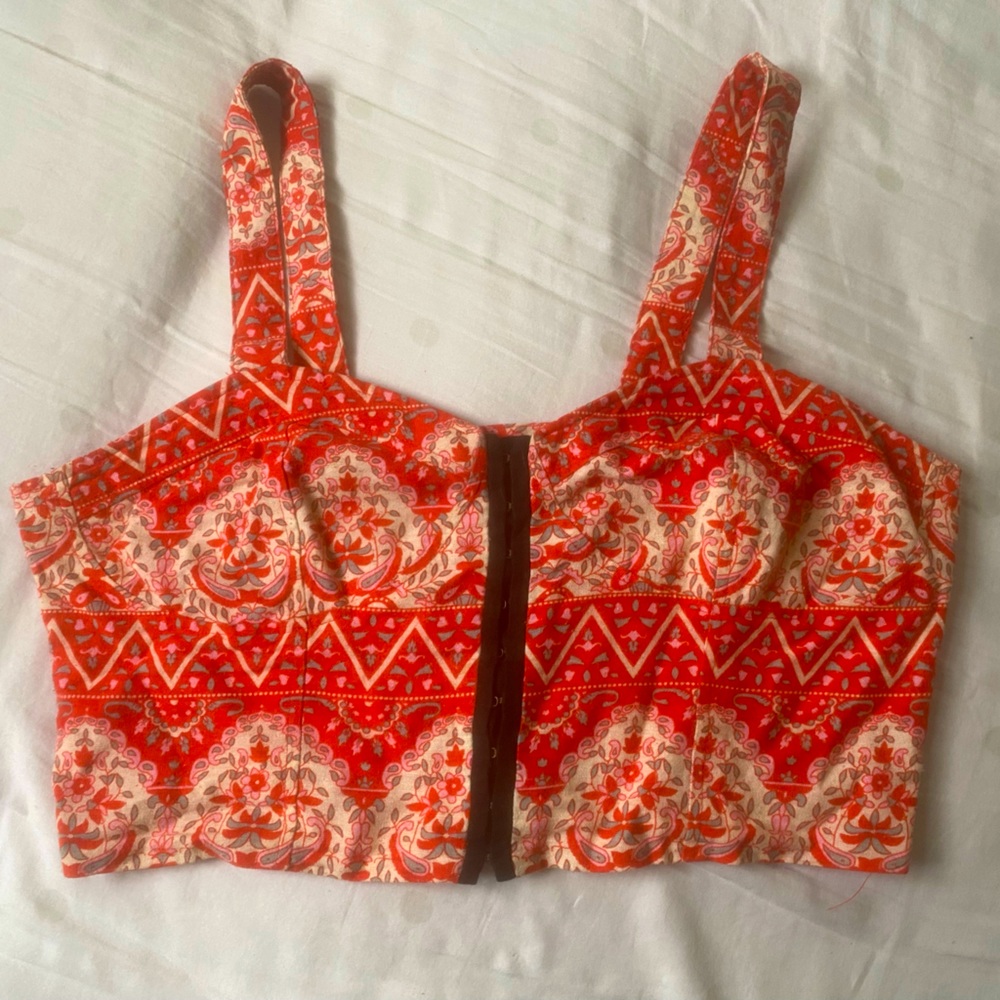 Red patterned crop top